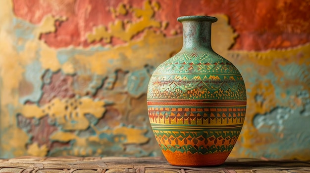 Free Photo terracotta vase with indigenous pattern