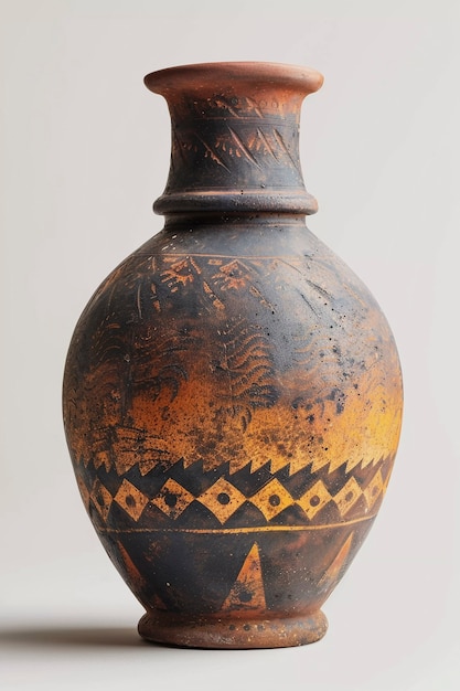 Free photo terracotta vase with indigenous pattern