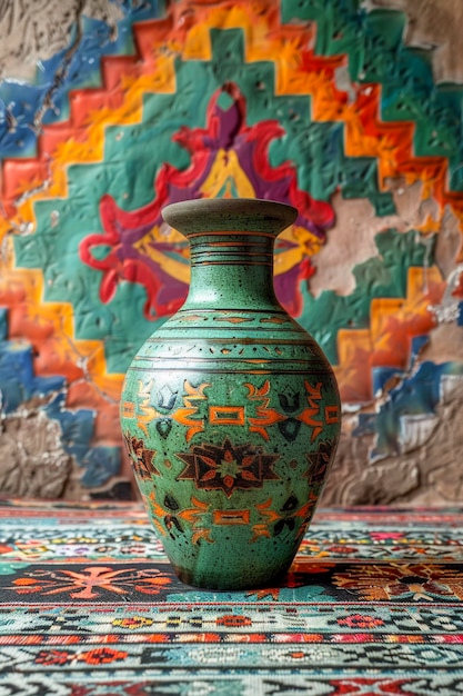 Free Photo terracotta vase with indigenous pattern