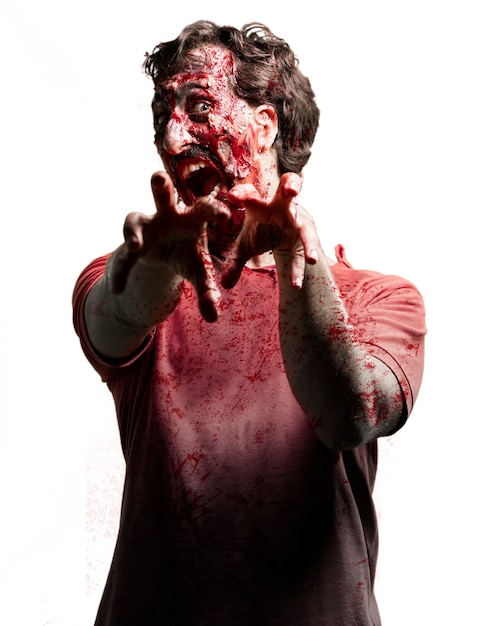 Free Photo terrified zombie with head sideways