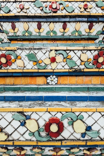 Free Photo texture wall of temple in bangkok, thailand