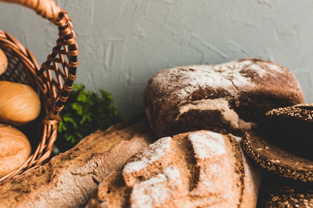 Free photo textured fresh loaves in flour