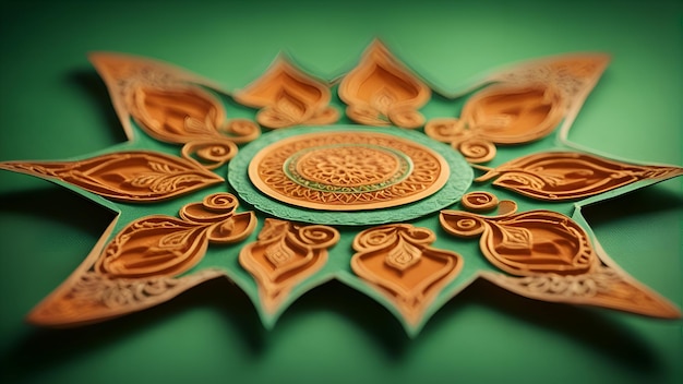 Free photo thai art of mandala on green background selective focus