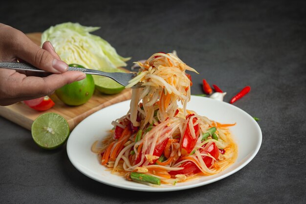 Thai food;SOM TUM or papaya salad