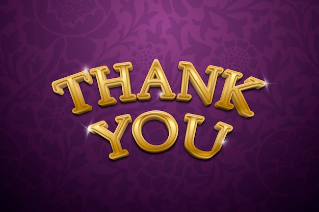 Free photo thank you 3d text in gold fancy typography illustration