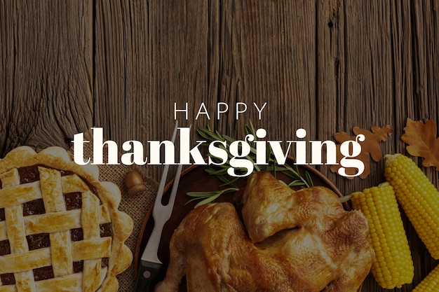 Free photo thanksgiving banner with tasty turkey