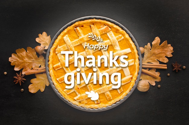 Free photo thanksgiving day banner with delicious pie