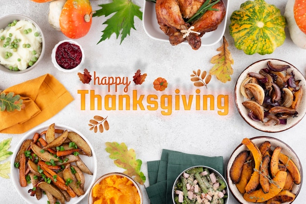 Free photo thanksgiving day banner with tasty food