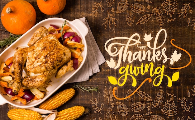 Free photo thanksgiving day banner with turkey