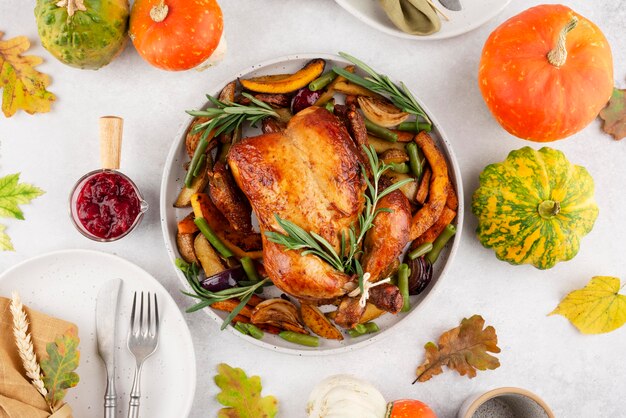 Thanksgiving day delicious meal arrangement