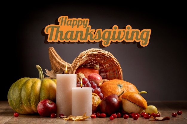 Free photo thanksgiving day with harvest arrangement