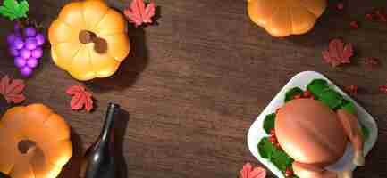 Free photo thanksgiving food background 3d illustration