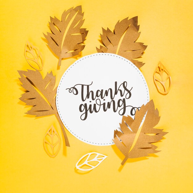 Thanksgiving lettering on white circle