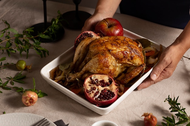 Thanksgiving turkey composition on the table