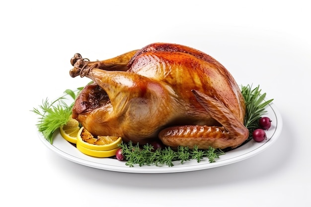 Free photo thanksgiving turkey isolated on white background ai generative