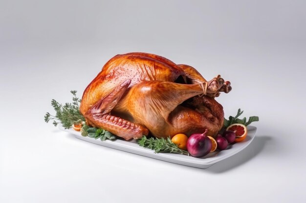 Thanksgiving turkey isolated on white background AI generative