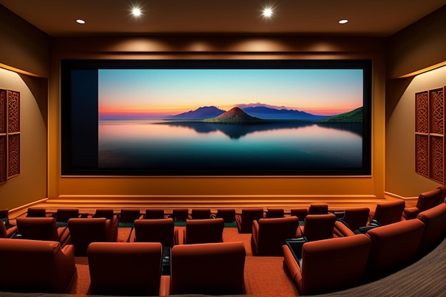 Free photo a theater with a large screen that says'home theater'on it