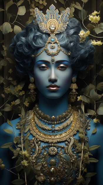 Free Photo three-dimensional representation of krishna, hindu deity and avatar