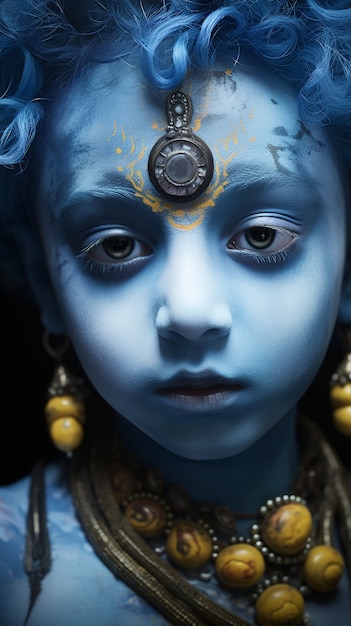 Free photo three-dimensional representation of krishna, hindu deity and avatar