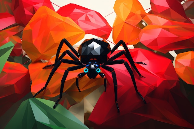 Three-dimensional spider with poly effect