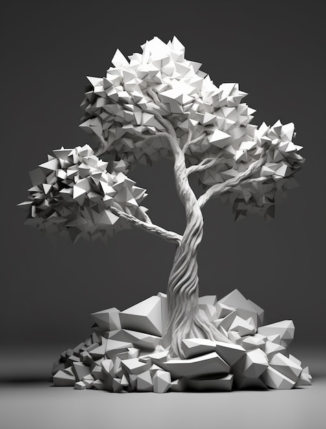 Free photo three-dimensional white tree