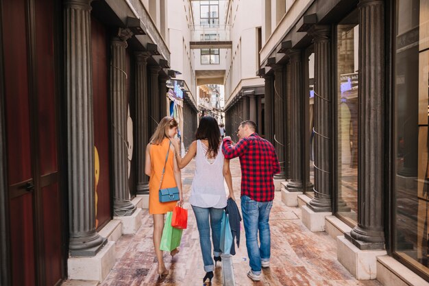 Three friends shopping