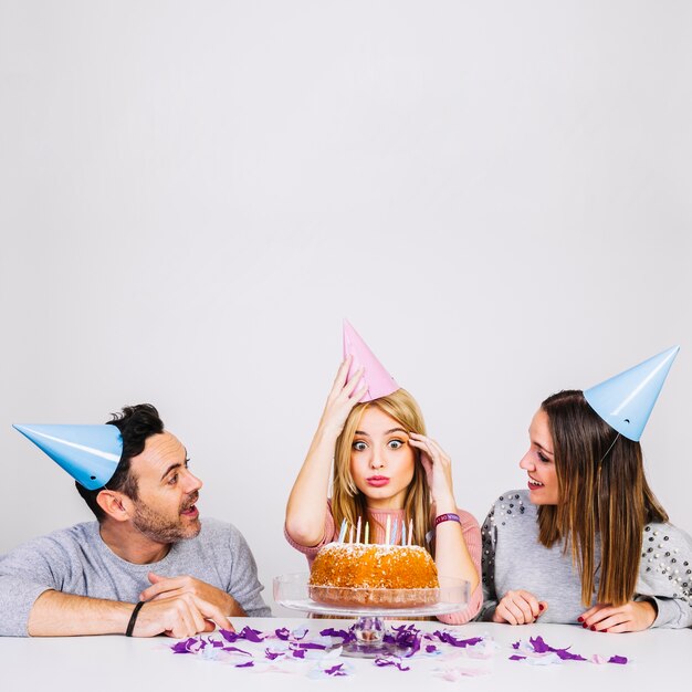 Three good friends celebrating birthday