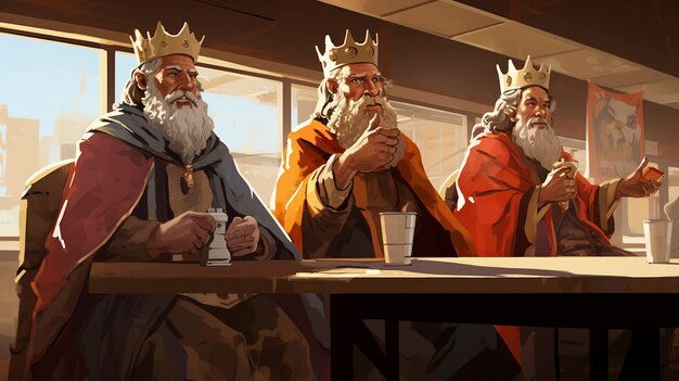 Three kings with crowns