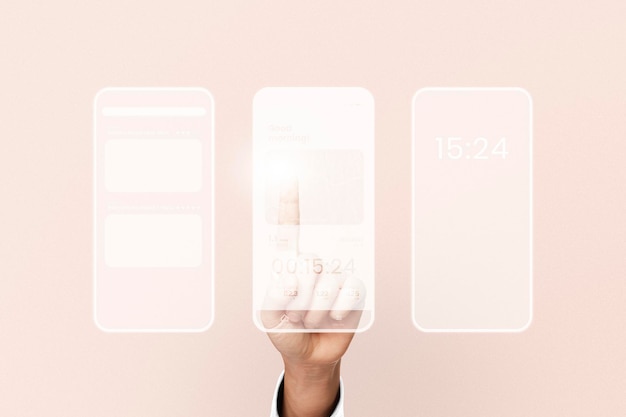 Three smart blank screens on the wall