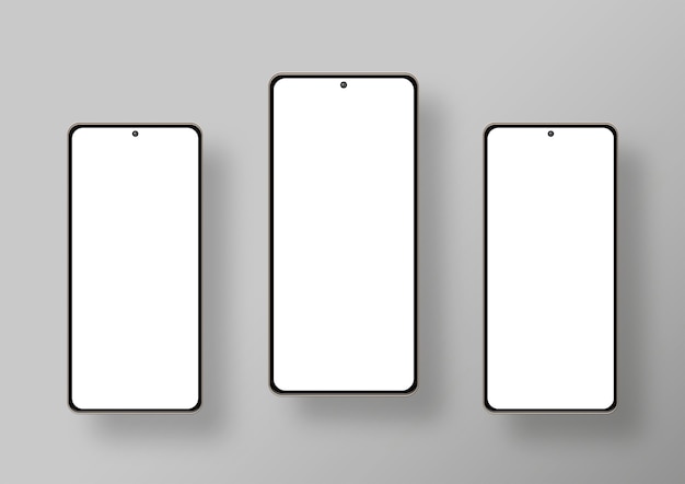 Free Photo three smartphones in grey background