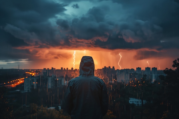 Free Photo thunderstorm over city