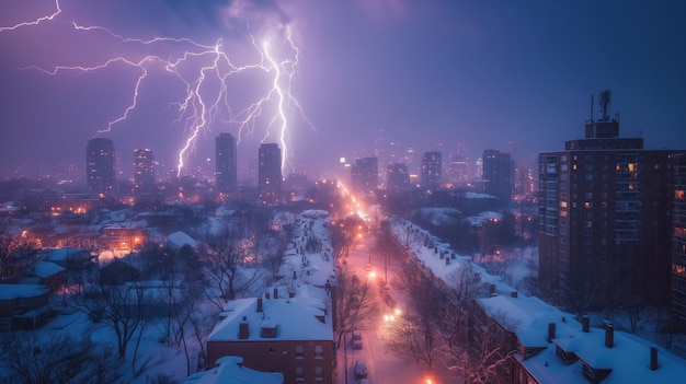 Free photo thunderstorm over city