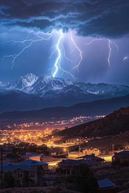 Thunderstorm over city