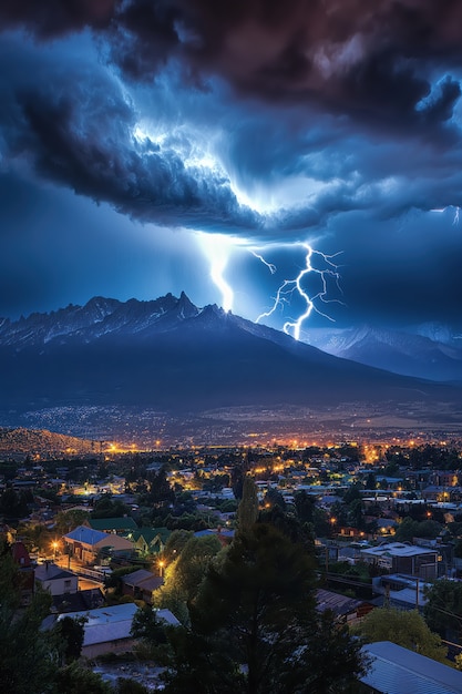 Thunderstorm over city