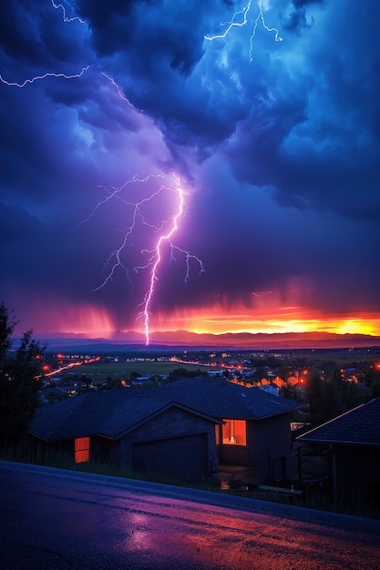 Free photo thunderstorm over city