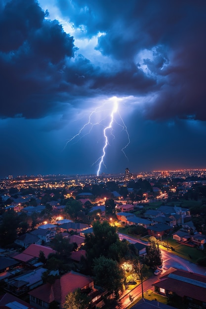 Free photo thunderstorm over city