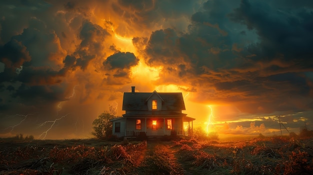 Thunderstorm  over the countryside