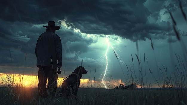 Thunderstorm  over the countryside