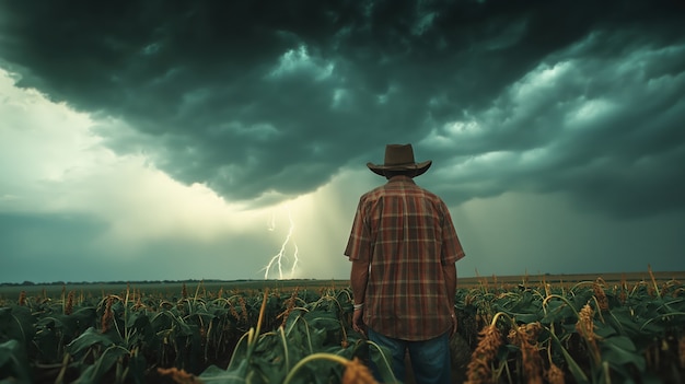 Free photo thunderstorm  over the countryside