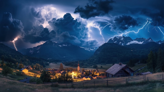 Free Photo thunderstorm  over the countryside