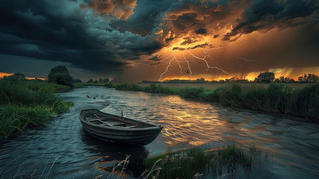 Thunderstorm  over the countryside