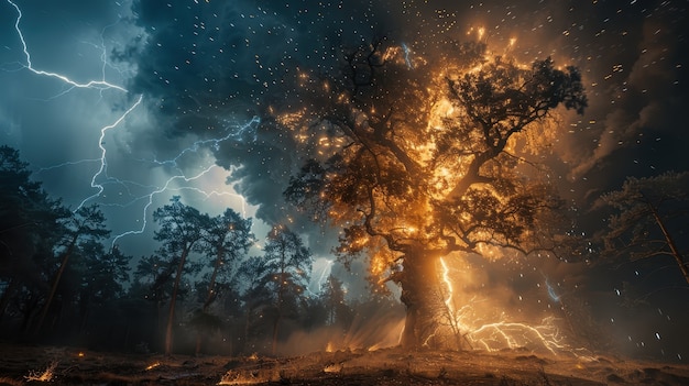 Thunderstorm  over the countryside