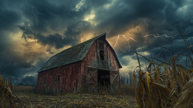 Free Photo thunderstorm  over the countryside