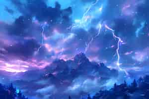 Free photo thunderstorm illustration in digital art style