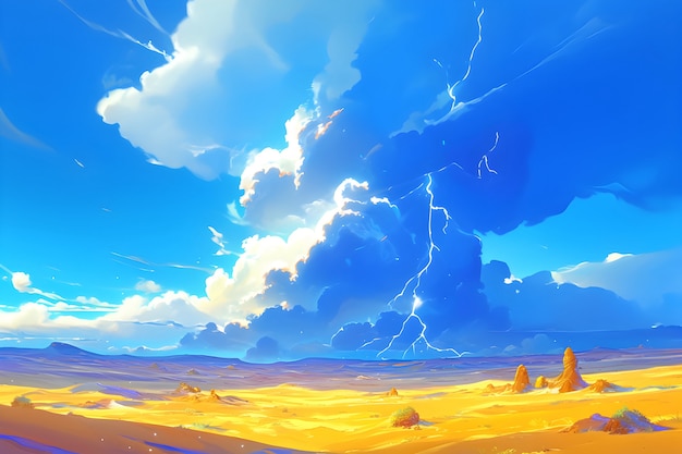 Thunderstorm illustration in digital art style