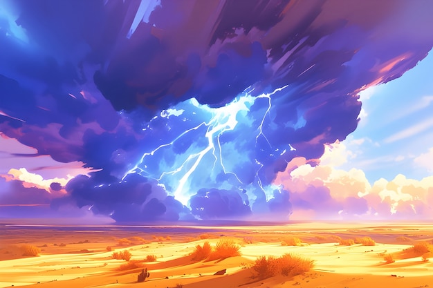 Thunderstorm illustration in digital art style