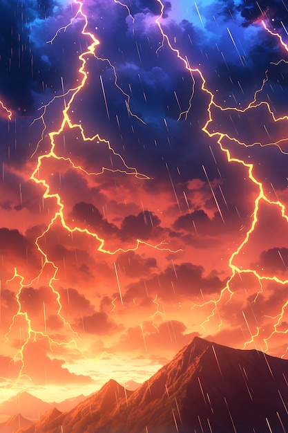 Free photo thunderstorm illustration in digital art style