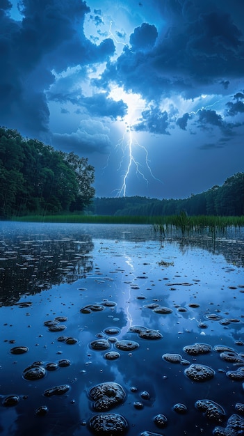 Free photo thunderstorm over the village