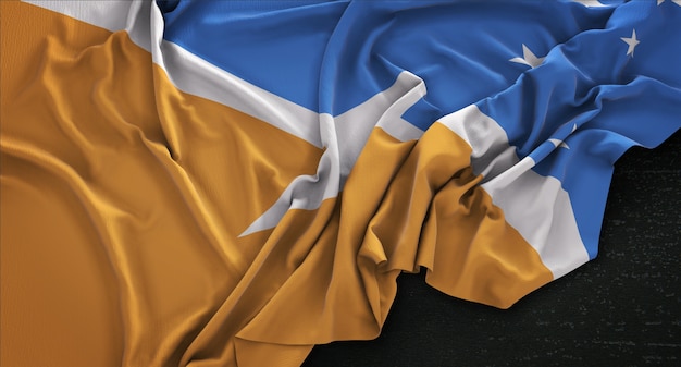 Free Photo tierra del fuego flag wrinkled on dark background 3d render