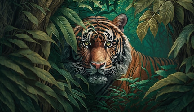 A tiger in the jungle